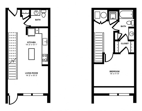 Floor plan for 1 bed, 1 bath, 922 sqft